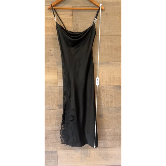 Versace Satin Lace-Embroidered black Midi Slip Dress Size 40/ US 4 - Picture 10 of 15